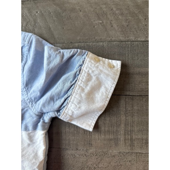 Ralph Lauren Polo Girls Blue White collared shift dress ruffled hem size 10 - Picture 10 of 12